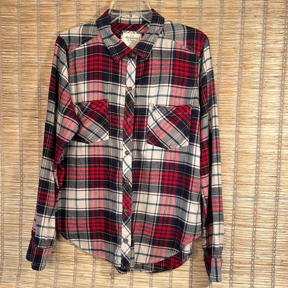 Abercrombie & Fitch plaid flannel button-down shirt. Women’s size XL - Picture 1 of 11
